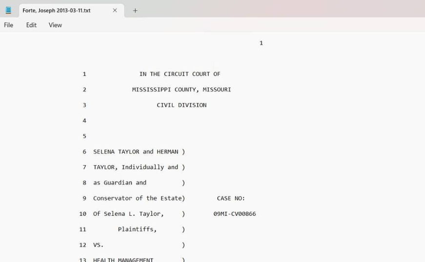 Exported transcript text output
