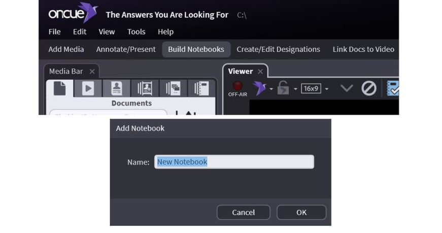 Adding a new notebook with the plus sign