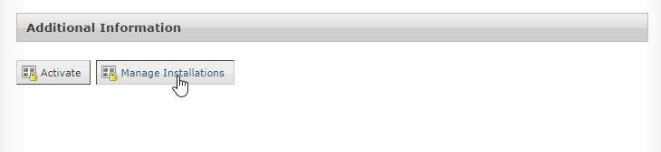 The Manage License and Manage Installations buttons