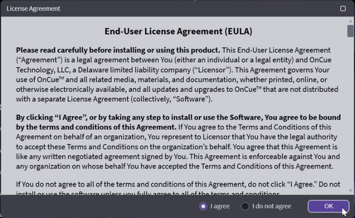 End-User License Agreement dialog