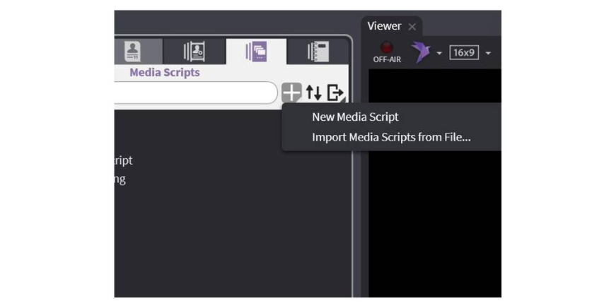 Clicking New Media Script in the Media Bar