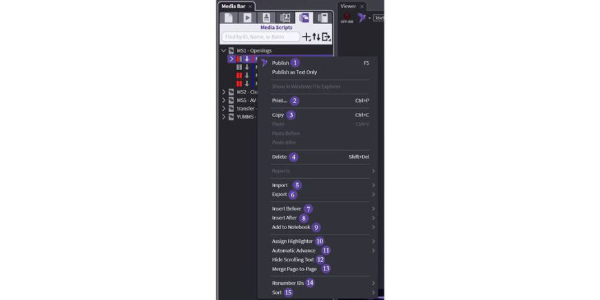 Element level right-click menu