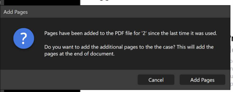 OnCue detecting added PDF pages