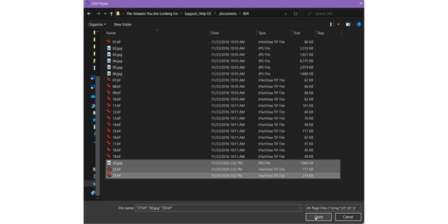 Explorer box selecting pages to open