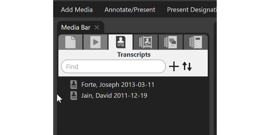 Transcript registered under the Transcripts tab