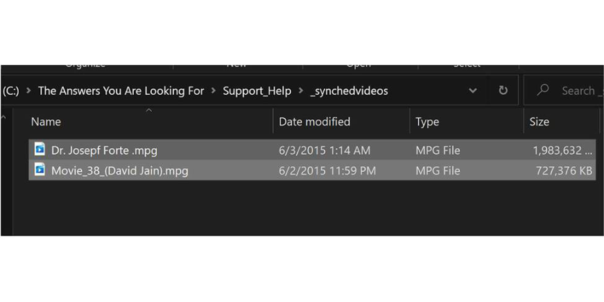 Video files in the _synchedvideos folder