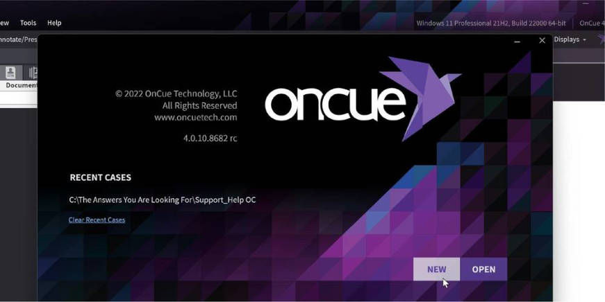 New option on the OnCue launch screen