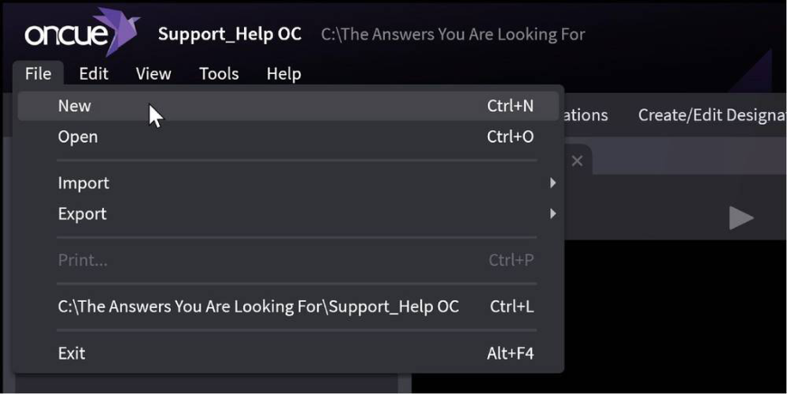 New option in the OnCue File menu