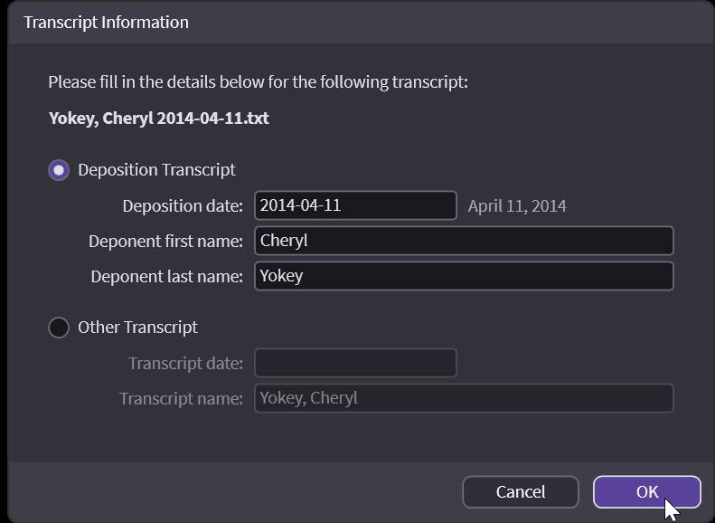 Verifying transcript details are correct