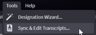 Opening Sync and Edit Transcripts from Tools