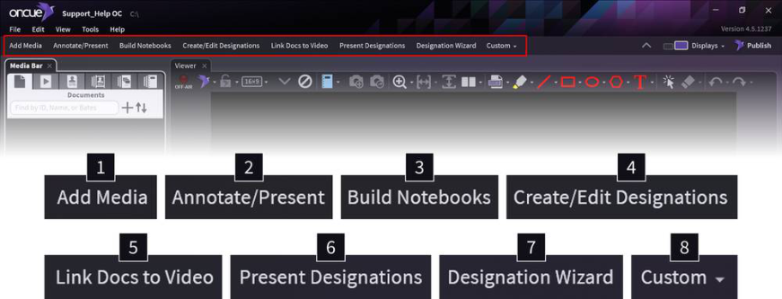 The workflow ribbon buttons