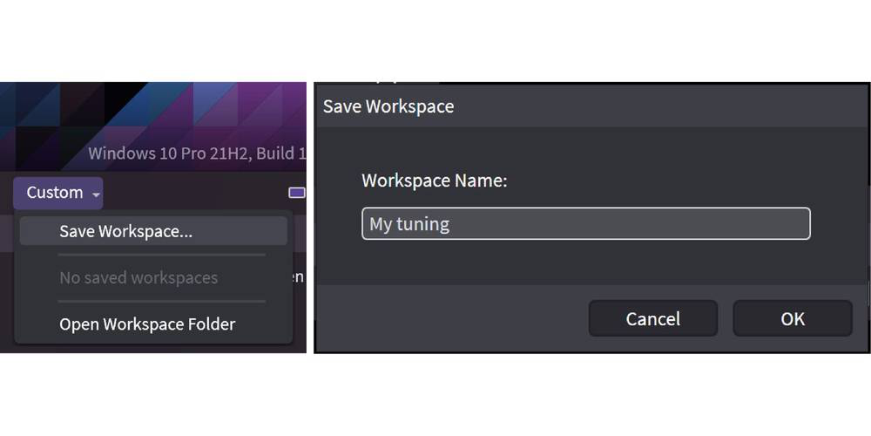 Saving a workspace with a name