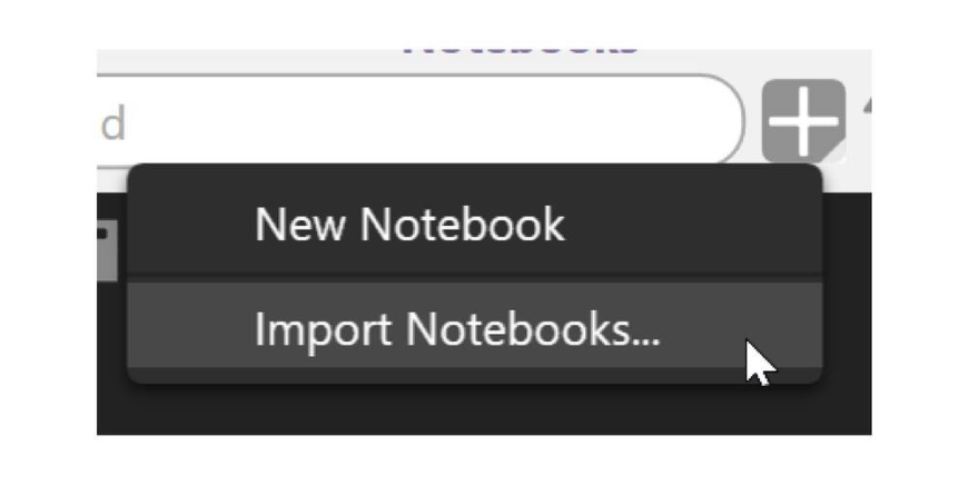 Import Notebooks option in the Media Bar