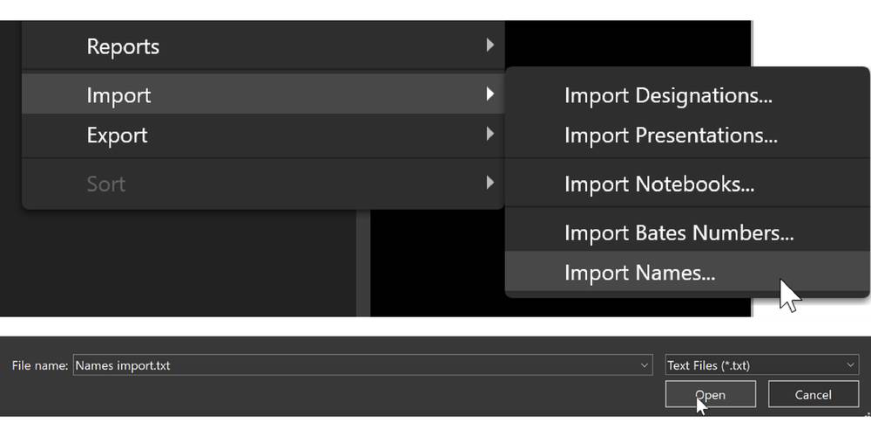 Preparing files to import Names