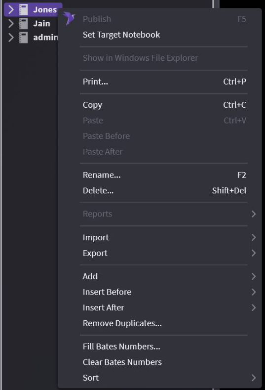Right-click Export menu on a Notebook