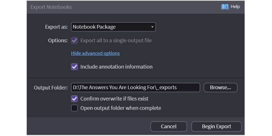 OnCue Notebook Package advanced options