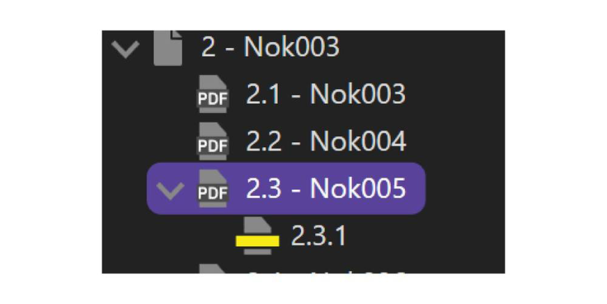 New saved annotation in the document tree