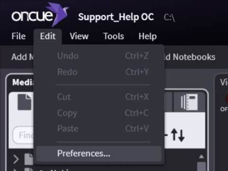 The OnCue Preferences window