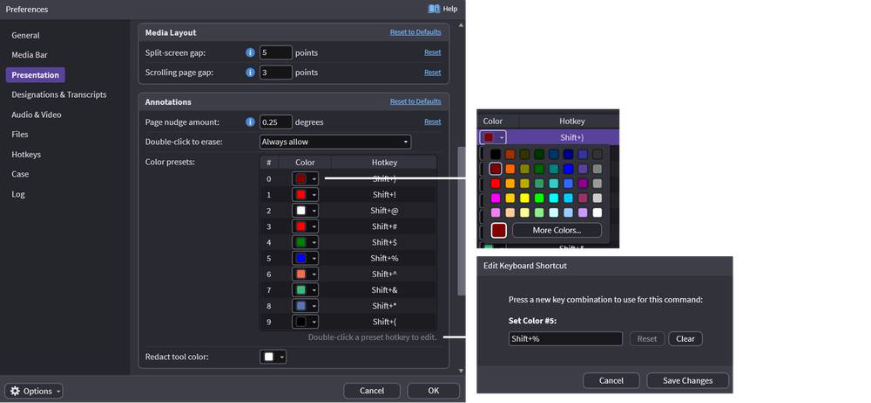 Presentation quality and resolution settings
