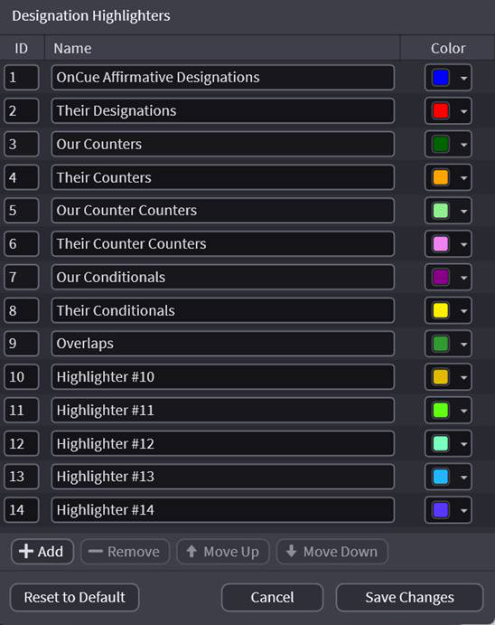 Selecting a color from the dropdown