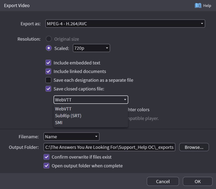 Include embedded text and linked documents option